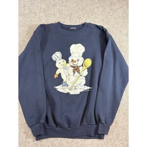 Vintage Pillsbury Doughboy Snowman Sweatshirt Mens Blue Crewneck Retro 90s Rare